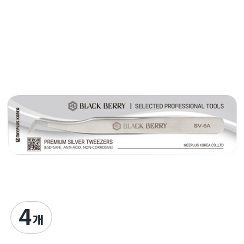 블랙베리 속눈썹연장 핀셋, SV-6A, 4개