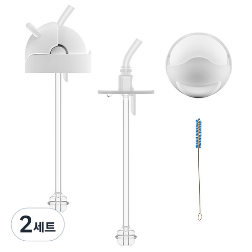 닥터브라운 유아용 와이드 젖병 270ml용 시피 실리콘 빨대 2p + 플립탑 2p + 청소 브러쉬 교체킷 세트, 2세트, 화이트, 270ml