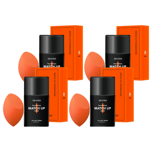 그라펜 매치업 파운데이션 40ml + 엣지 컷 퍼프, 24호 샌드, 4개