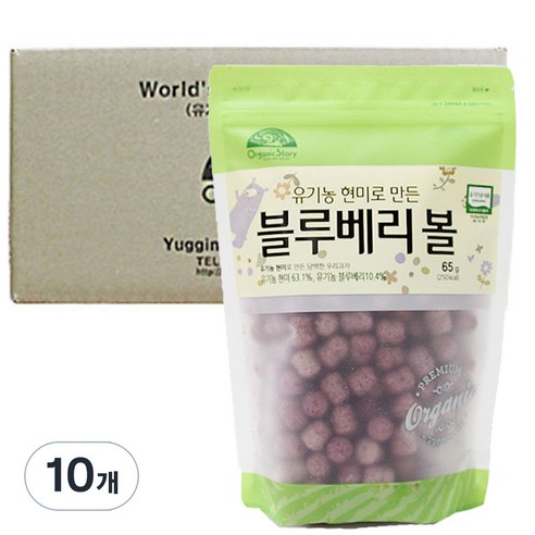 오가닉스토리 유기농 현미로 만든 유아 블루베리볼 65g, 블루베리