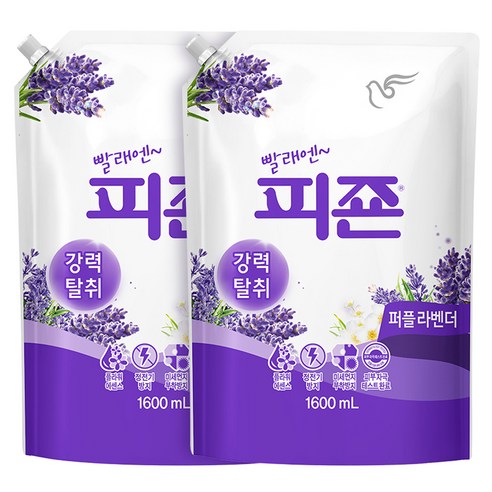 피죤 강력탈취 섬유유연제 퍼플라벤더 리필, 1.6L, 2개