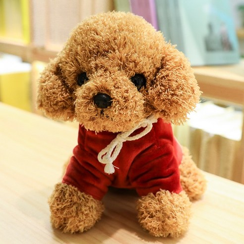 네이처타임즈 부들부들 후드 강아지 봉제인형 + 강아지 키링, 20cm, 와인 베이지 후드, 1개