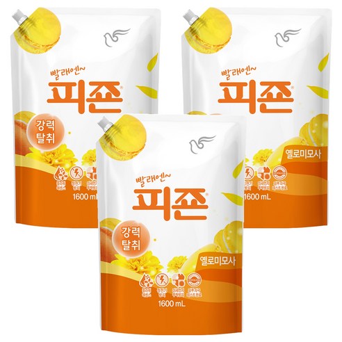 피죤 레귤러 섬유유연제 옐로미모사향 리필, 1.6L, 3개