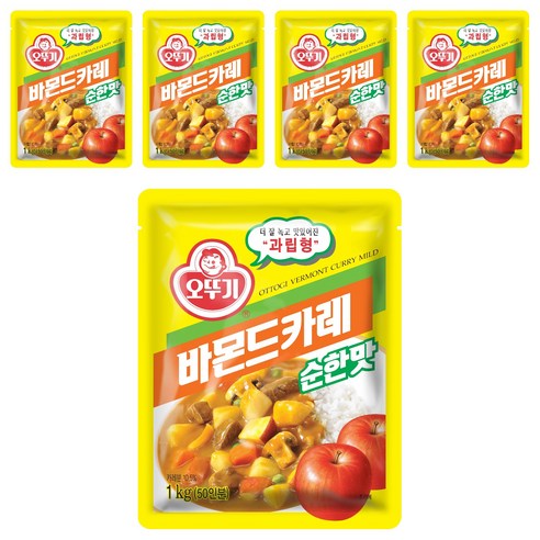 오뚜기 바몬드카레 과립형 순한맛, 1kg, 5개