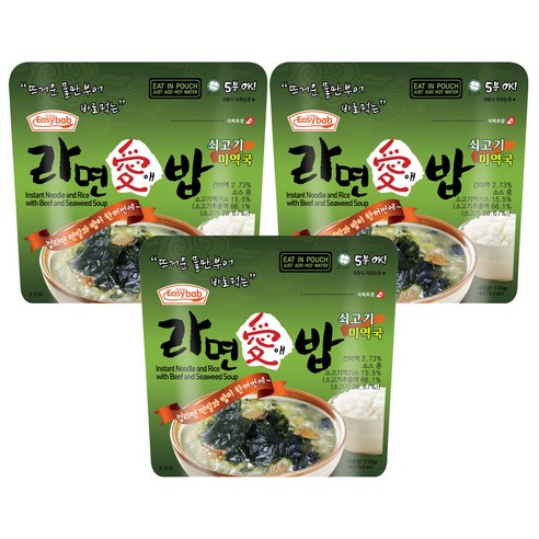 이지밥 라면애밥 쇠고기미역국, 110g, 3개