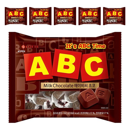 롯데웰푸드 ABC 초콜릿, 187g, 6개
