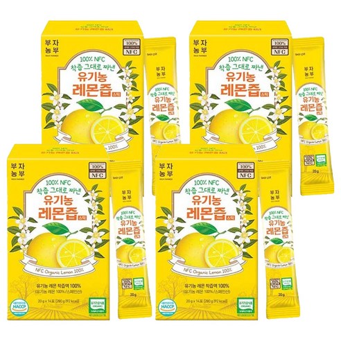 부자농부 100% NFC 착즙 그대로 짜낸 유기농 레몬즙 스틱, 56개, 20g