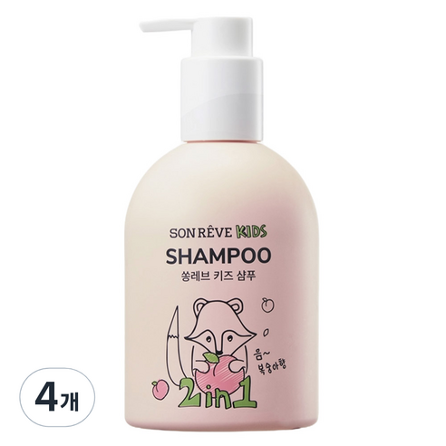 쏭레브 키즈 샴푸 2 in 1 피치코코향, 300ml, 4개