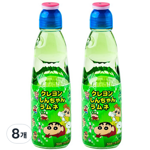 크레용신짱라무네 탄산음료 멜론, 200ml, 8개
