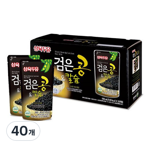 삼육두유 검은콩 앤 칼슘 파우치, 190ml, 40개