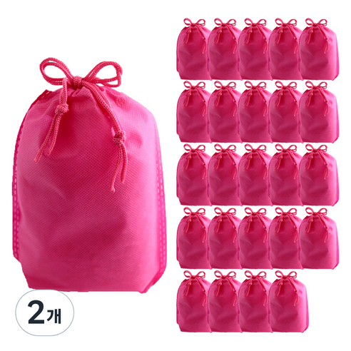 부직포 복주머니 더스트백 30 x 39 cm 25p, 핫핑크, 2개