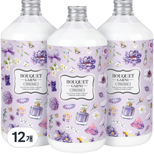 부케가르니 딥퍼퓸 섬유유연제 화이트머스크, 1000ml, 12개