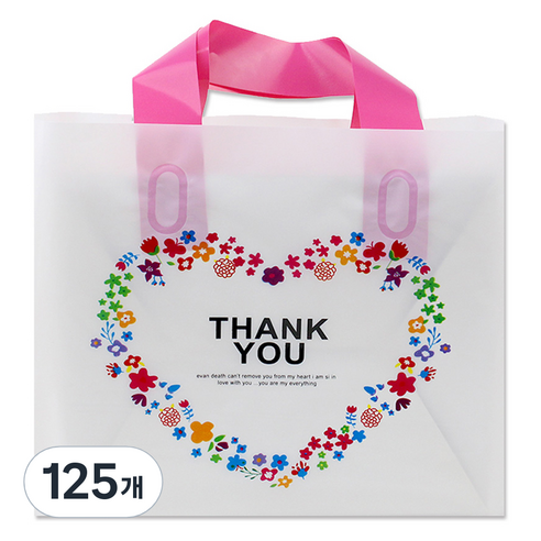 아이엔피 LDPE 손잡이 비닐백 소 30 x 20 cm, 02 땡큐하트, 125개