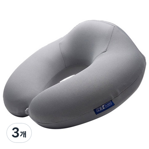 킨톤 여행용 U자 통풍 메모리폼 목쿠션, 그레이, 3개