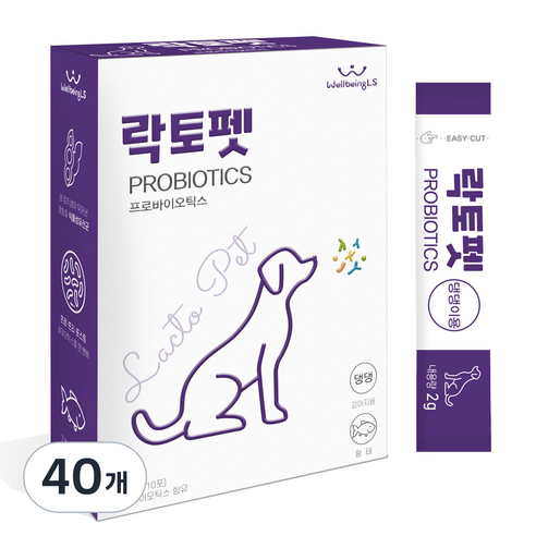 락토펫 강아지 영양제 스틱형, 장건강/유산균, 4개