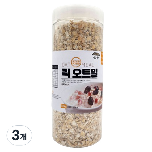 건강곡간 부드러워 먹기편한 퀵 오트밀 통, 600g, 3개