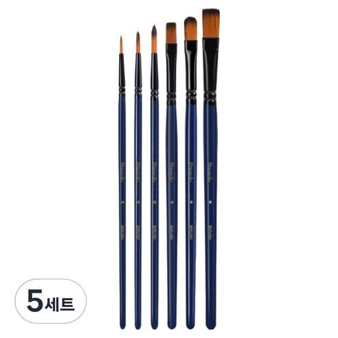 델리 파이놀로 수채화붓 6종 세트, 5세트, 4호(둥근붓, 평붓), 6호(둥근붓, 둥근 평붓), 8호(둥근붓, 평붓)