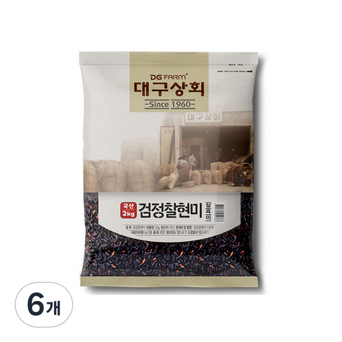 대구상회 검정찰현미, 2kg, 6개