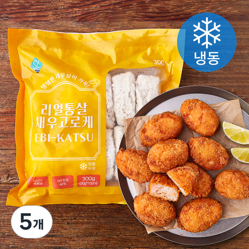 지엔씨푸드 리얼통살 새우 고로케 10개입 (냉동), 300g, 5개