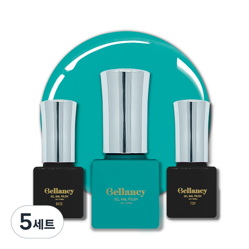 벨랑시 원스텝 젤네일 5ml + 젤네일 베이스 5ml + 젤네일 탑 5ml 세트, 5세트, 벨랑시 베이스 5ml+SN 25 딥 블루 그린 5ml+벨랑시 탑 5ml