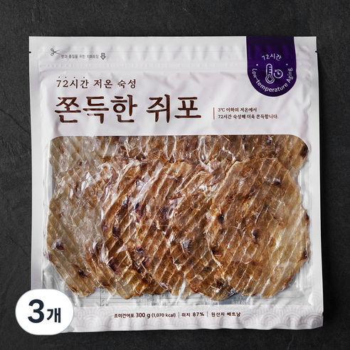 선홍수산식품 72시간 저온숙성 쫀득한 쥐포, 300g, 3개