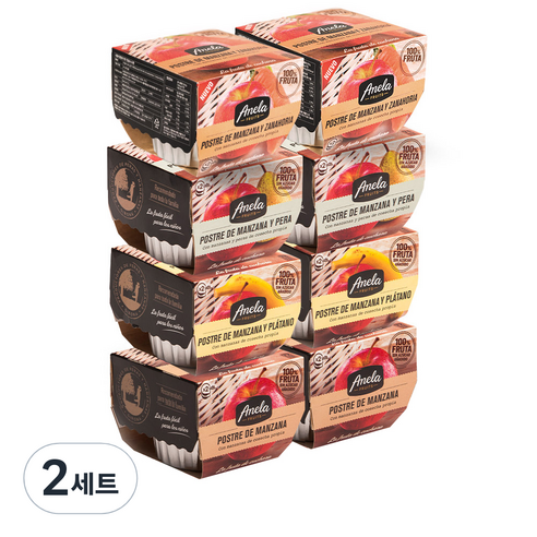아넬라 100% 생과일 프리미엄 디저트 첫시작 8p 세트, 혼합맛(사과/배) + 사과 + 바나나 + 당근, 200g, 2세트