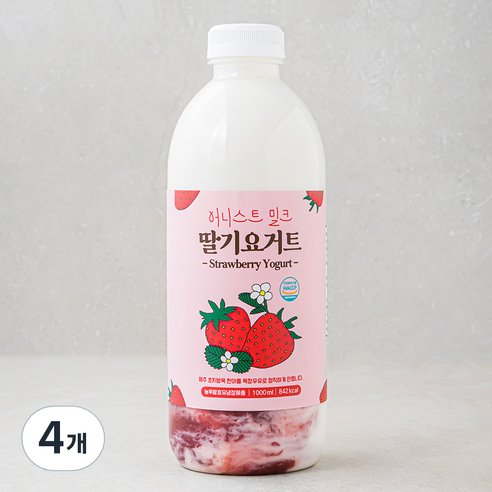 어니스트밀크 딸기 요거트, 1000ml, 4개