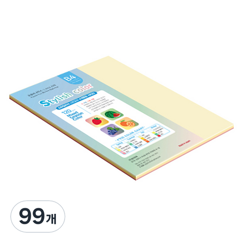 종이문화 스타일리쉬 얇은 혼합색지 120g 02 SS Summer, 99개, B4