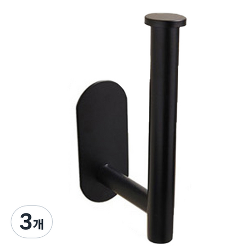 스테인리스 스탠드 벽걸이 휴지 걸이대, 블랙, 3개