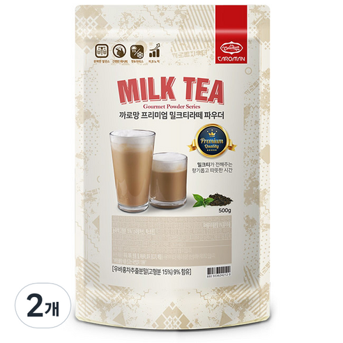 까로망 프리미엄 밀크티 파우더, 2개, 500g, 1개입
