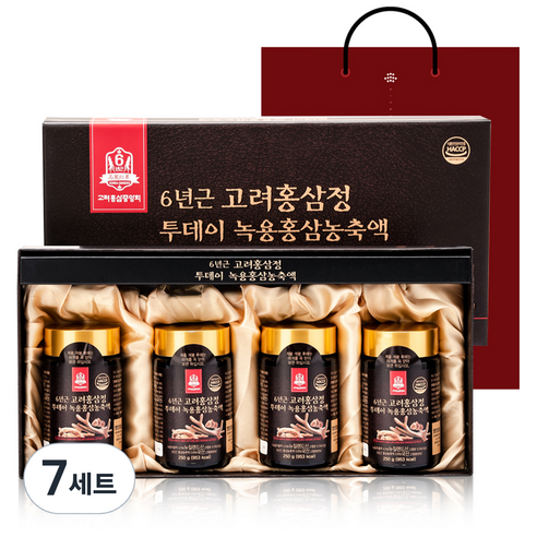 고려홍삼중앙회 6년근 고려홍삼정 투데이 녹용홍삼농축액 + 쇼핑백, 1kg, 7세트