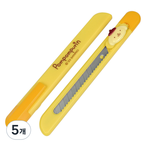 바이하츠 폼폼푸린 포켓 컷터칼 소, 5개, 노랑