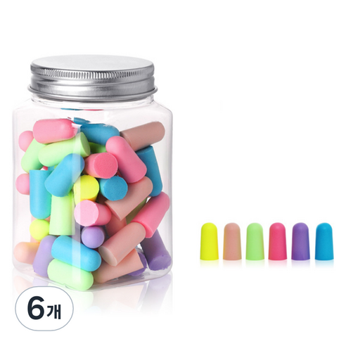 헤이조이 소음 차단 귀마개 랜덤발송, 6개, 60개입