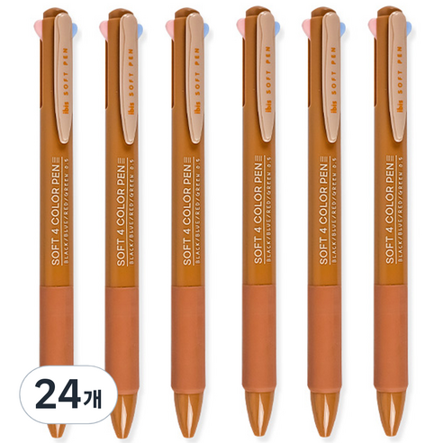 아이비스 소프트 4색 젤펜 0.5mm 12499, 오렌지, 24개