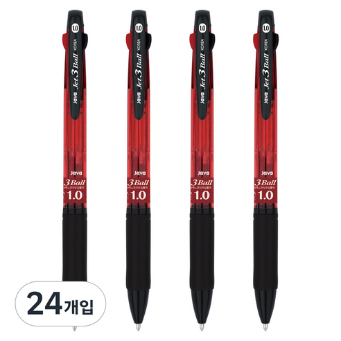 자바펜 1.0 제트3볼펜 1.0mm, 레드, 24개