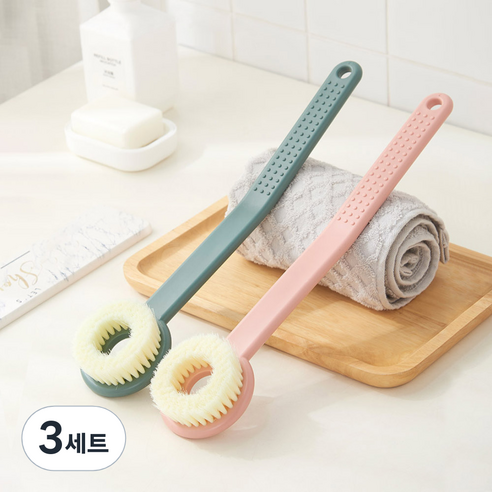 모나코올리브 커브드 밀착 바디브러시 2종 세트, 인디핑크 + 카키그린, 3세트
