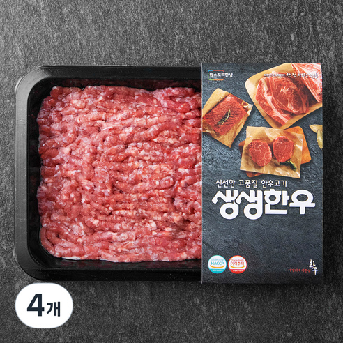 생생한우 1등급 다짐육 (냉장), 300g, 4개