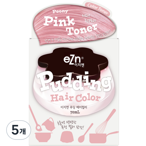 eZn 푸딩 헤어컬러 염모제, 피오니핑크토너, 5개