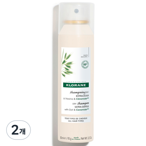 클로란 세라마이드 민감두피 드라이 샴푸 오트밀크향, 150ml, 2개