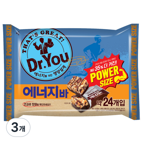 닥터유 에너지바 파워사이즈, 337g, 3개
