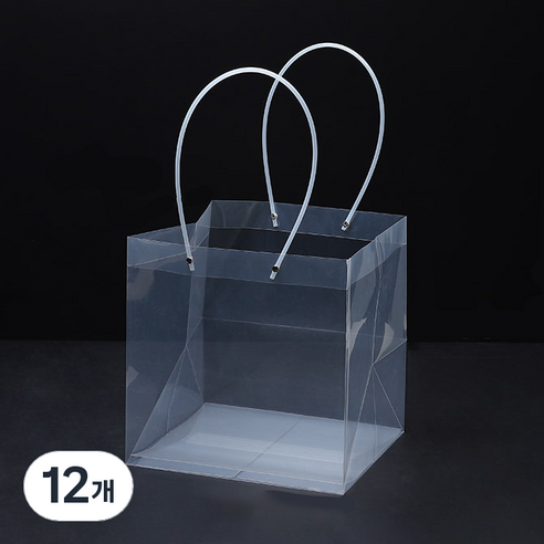 미화부장 PVC 비닐 꽃다발 화분 식물 선물 케이크 포장 투명 긴 대형 쇼핑백, 08 사각 특대, 12개