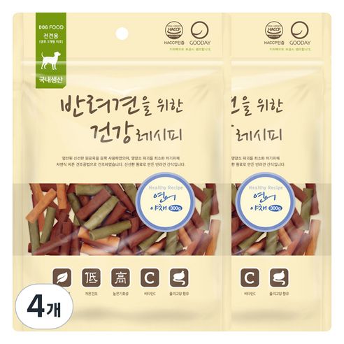 굿데이 강아지 건강레시피 간식, 연어야채, 300g, 4개