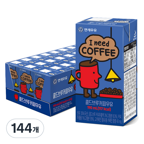 연세우유 콜드브루 커피우유, 190ml, 144개
