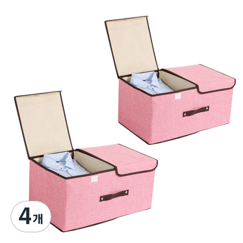 디오셀 패브릭 접이식 다용도 칸칸 수납 정리함 대형, 핑크, 4개