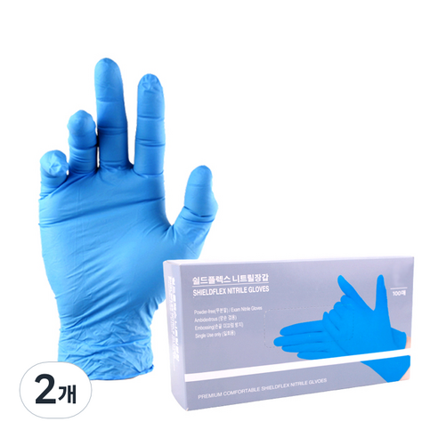 쉴드플렉스 니트릴 장갑 100p, 블루, 소(S), 2개