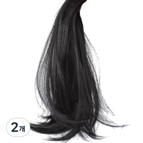 스타일하라 여성용 가연 포니테일 가발 끈묶음형 35cm, 자연블랙, 2개
