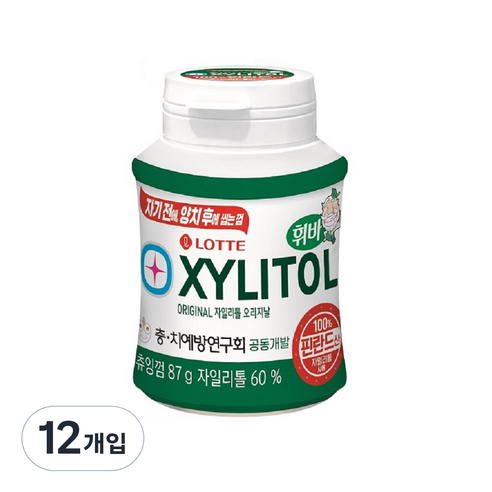 롯데 자일리톨껌 용기, 87g, 12개