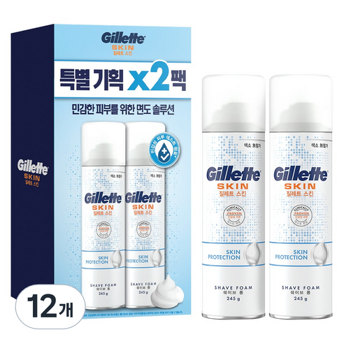 질레트 스킨텍 쉐이빙 폼, 245g, 12개