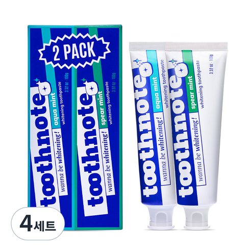 투스노트 미백 치약 2종 세트, 200g, 4개