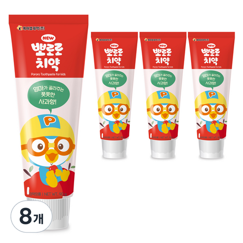 뽀로로 뉴 어린이 치약 사과향, 90g, 8개